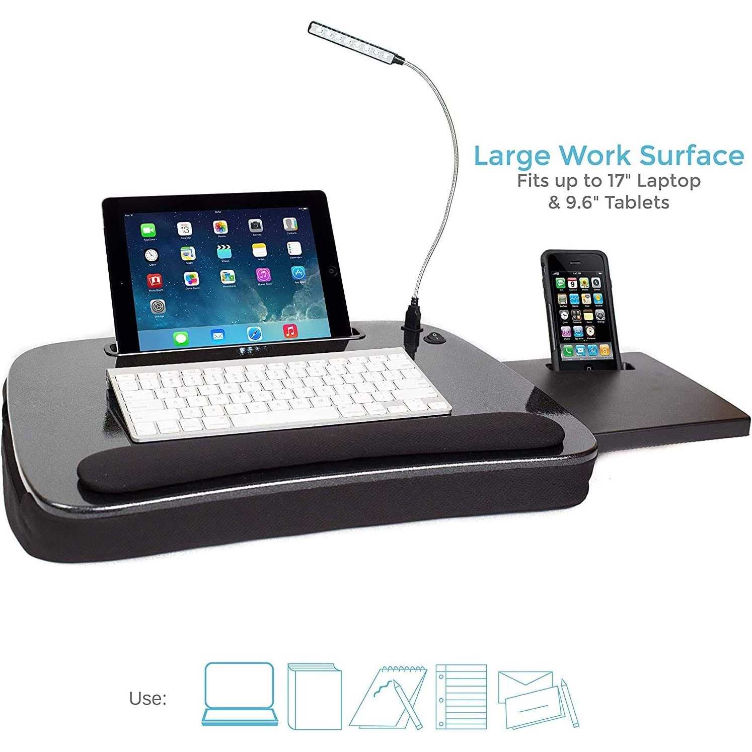 Sofia + Sam Multi Tasking Memory Foam Lap Desk with USB Light