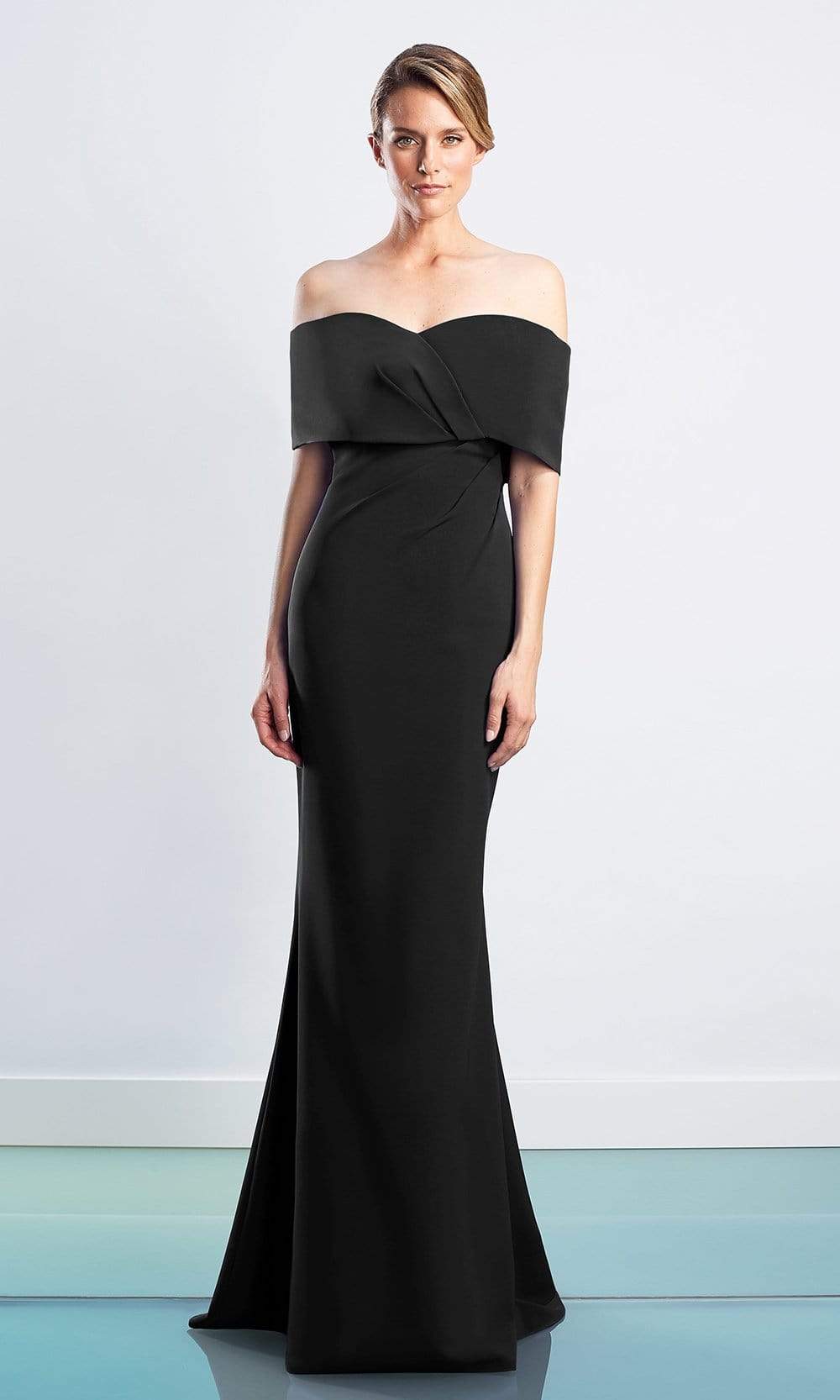 1471 Off Shoulder Buttons Back Sheath Dress