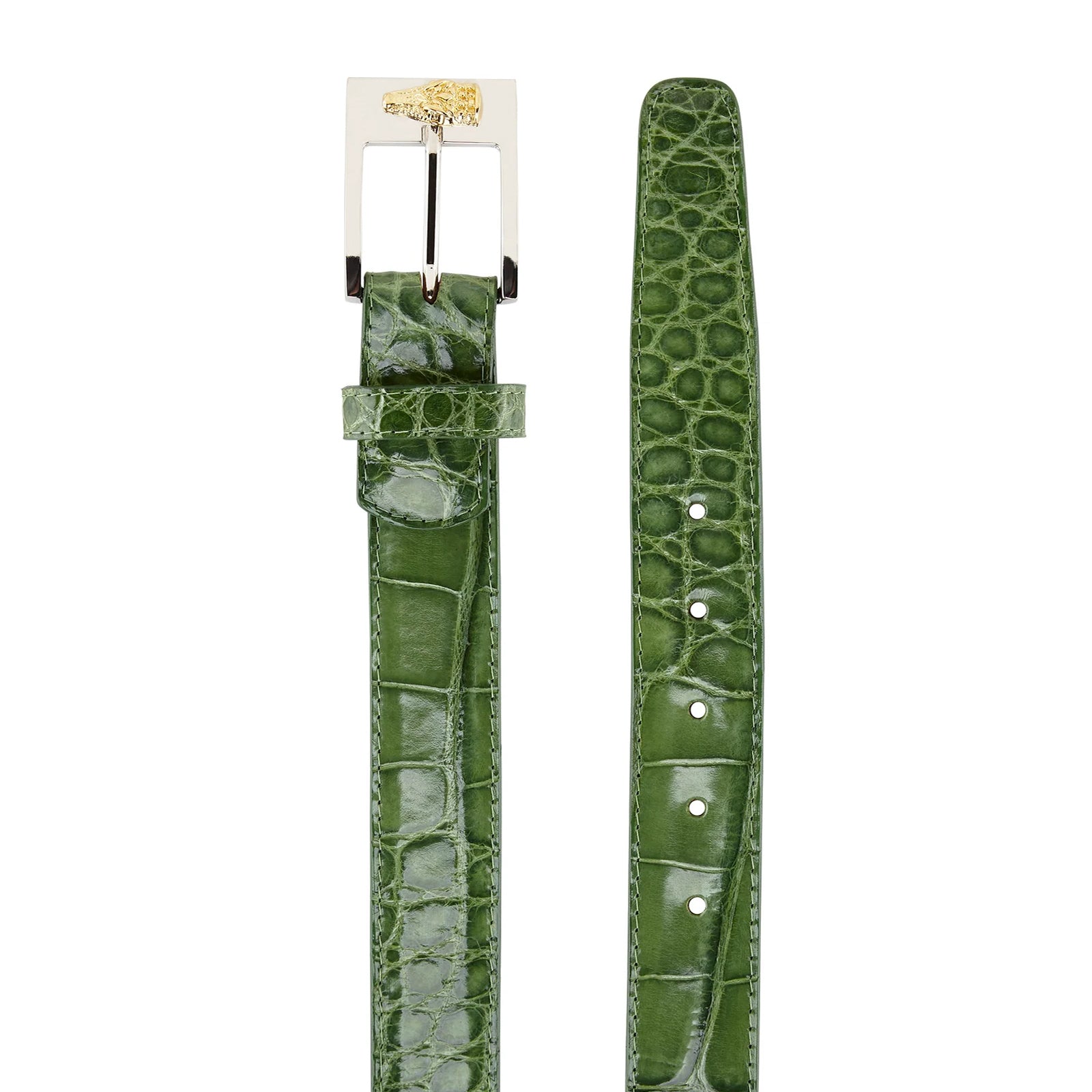 Men’s Belvedere Alligator Belt Alligator Dress Belt in Pistachio Green