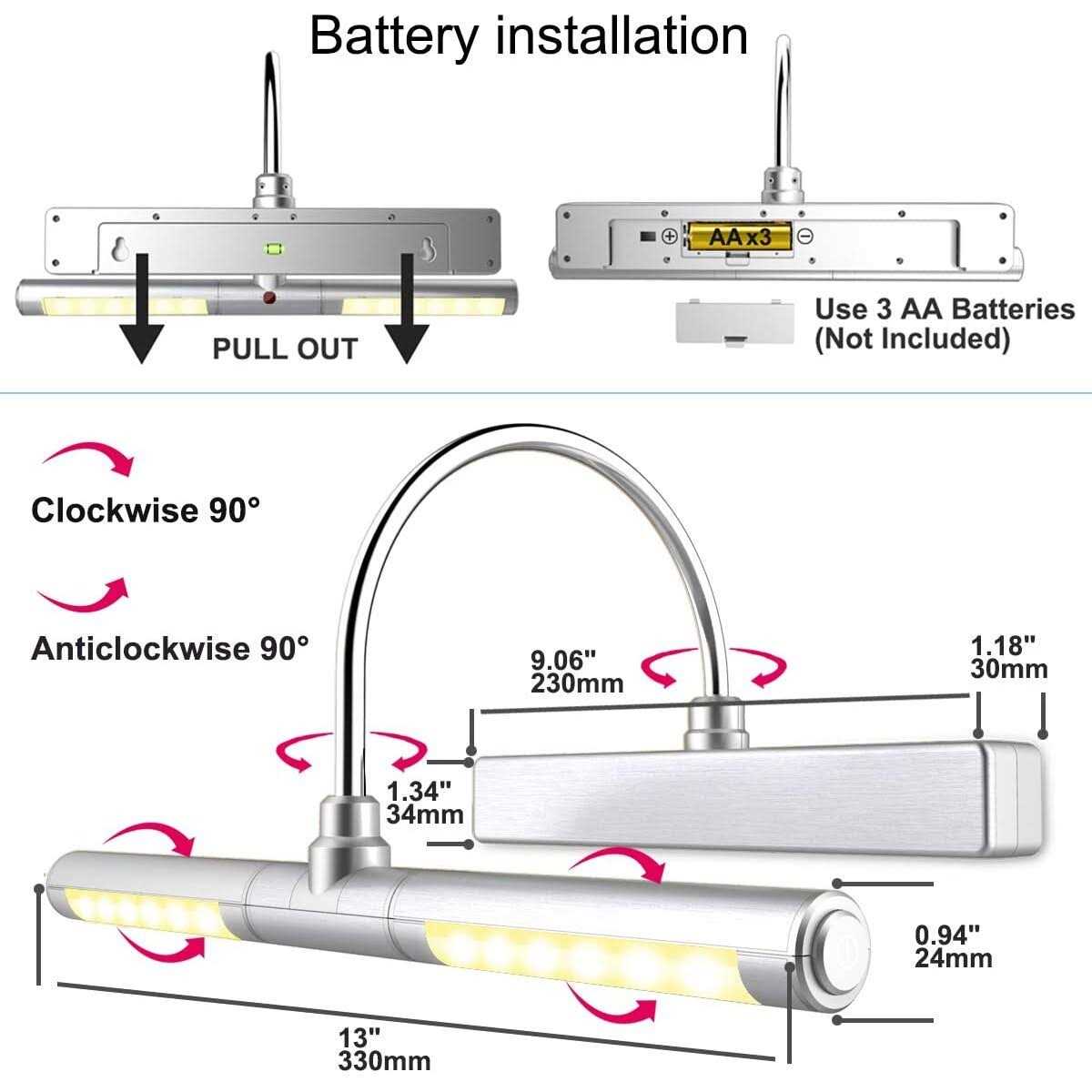 Westek Satin Gold 16 in. LED Swivel Picture Light with Remote Control