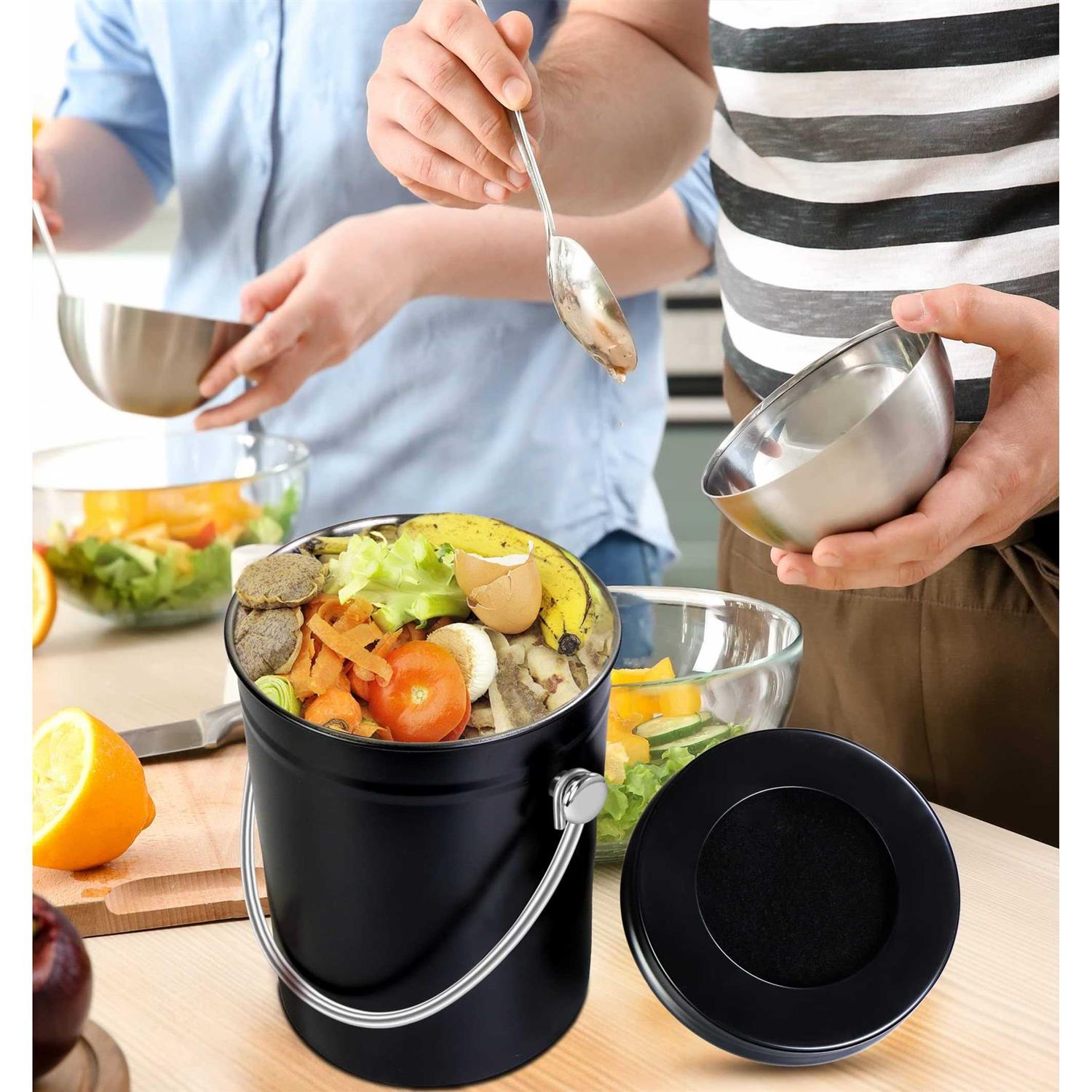 Utopia Kitchen Compost Bin for Kitchen Countertop 1.3 Gallon Compost Bucket for Kitchen with Lid