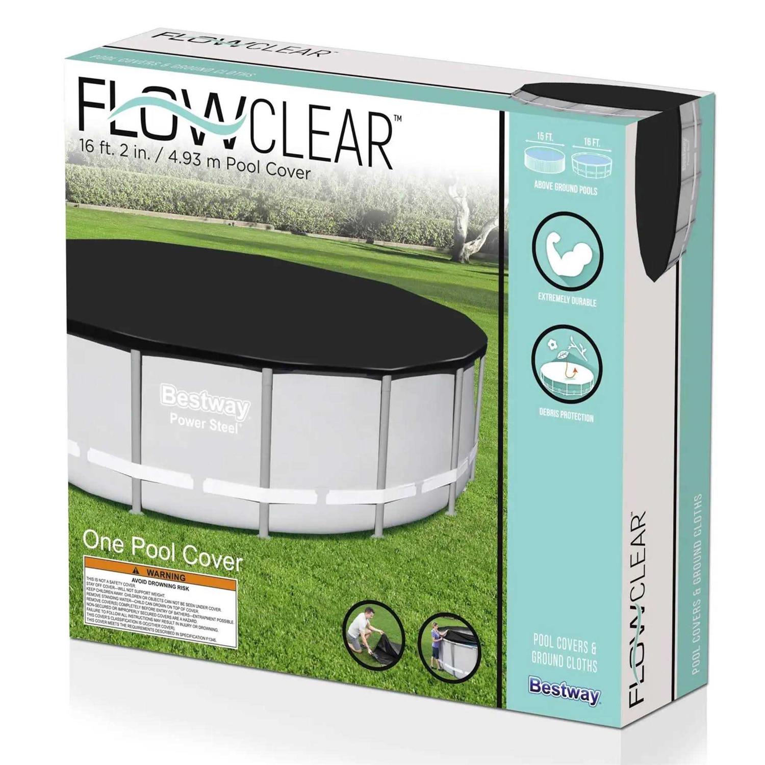 Bestway Round PVC 16′ Pool Cover for Above Ground Pro Frame Pools