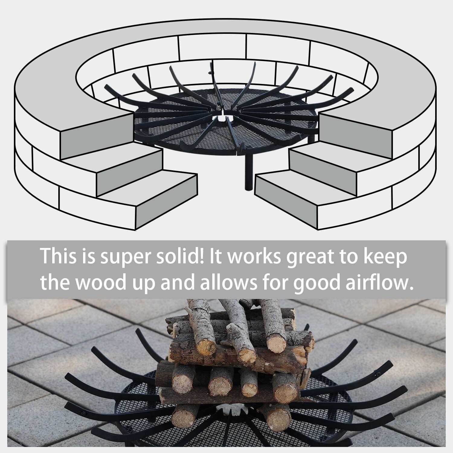 Aoodor Outdoor Fire Pit Grate Log Round Kindling Tools Round Tongs