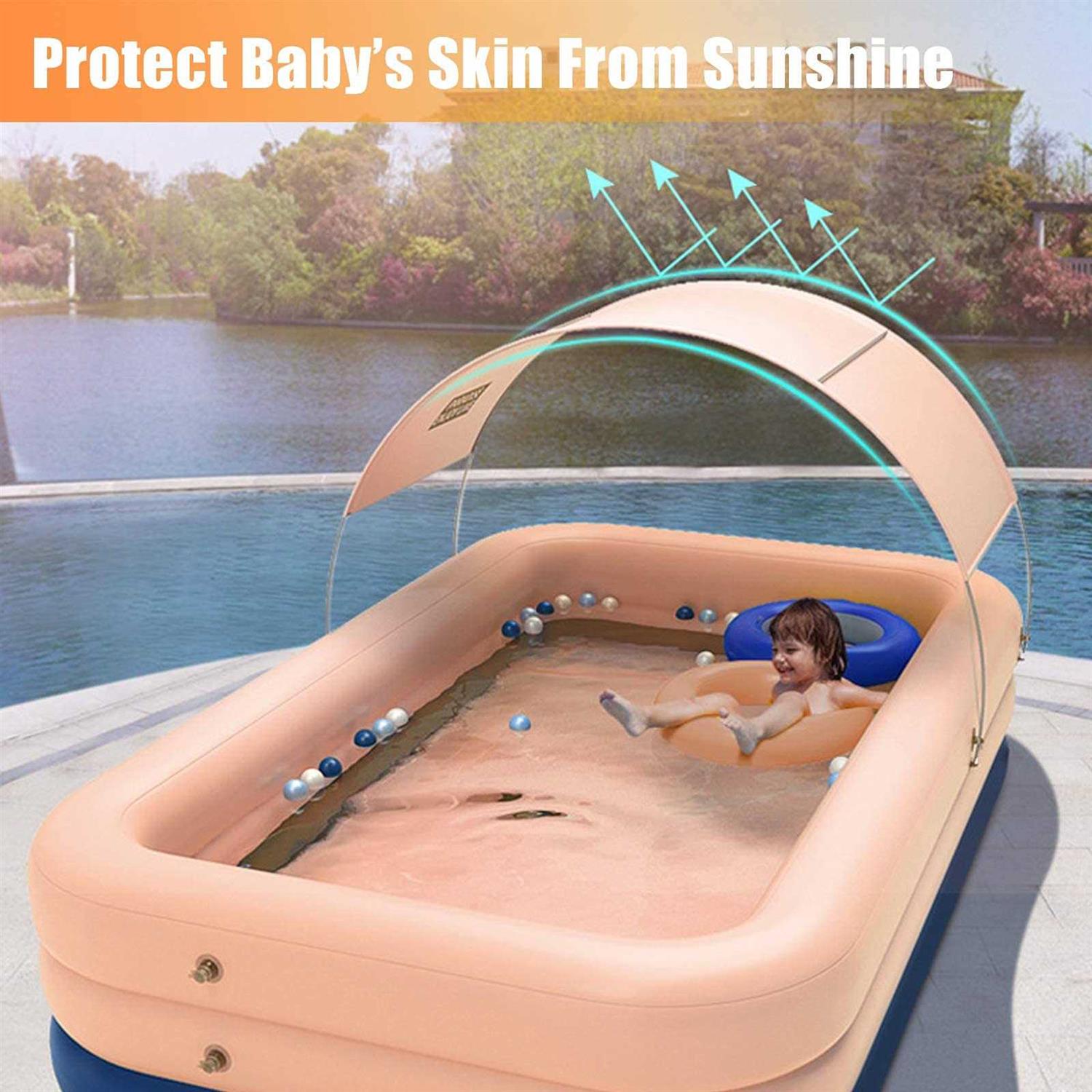 YUEWO Iatable Swimming Pool with Canopy Outdoor Above Ground Portable Pool for Baby
