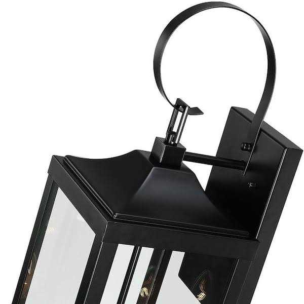 True Fine Jefferson 2-Light 25.7 in. Black Large Outdoor Wall Lantern Sconce Light TD40021OT