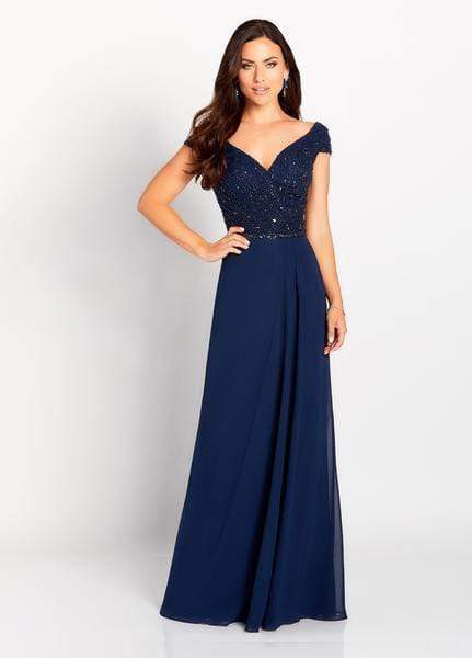 119641 Asymmetrical Beaded Chiffon Gown