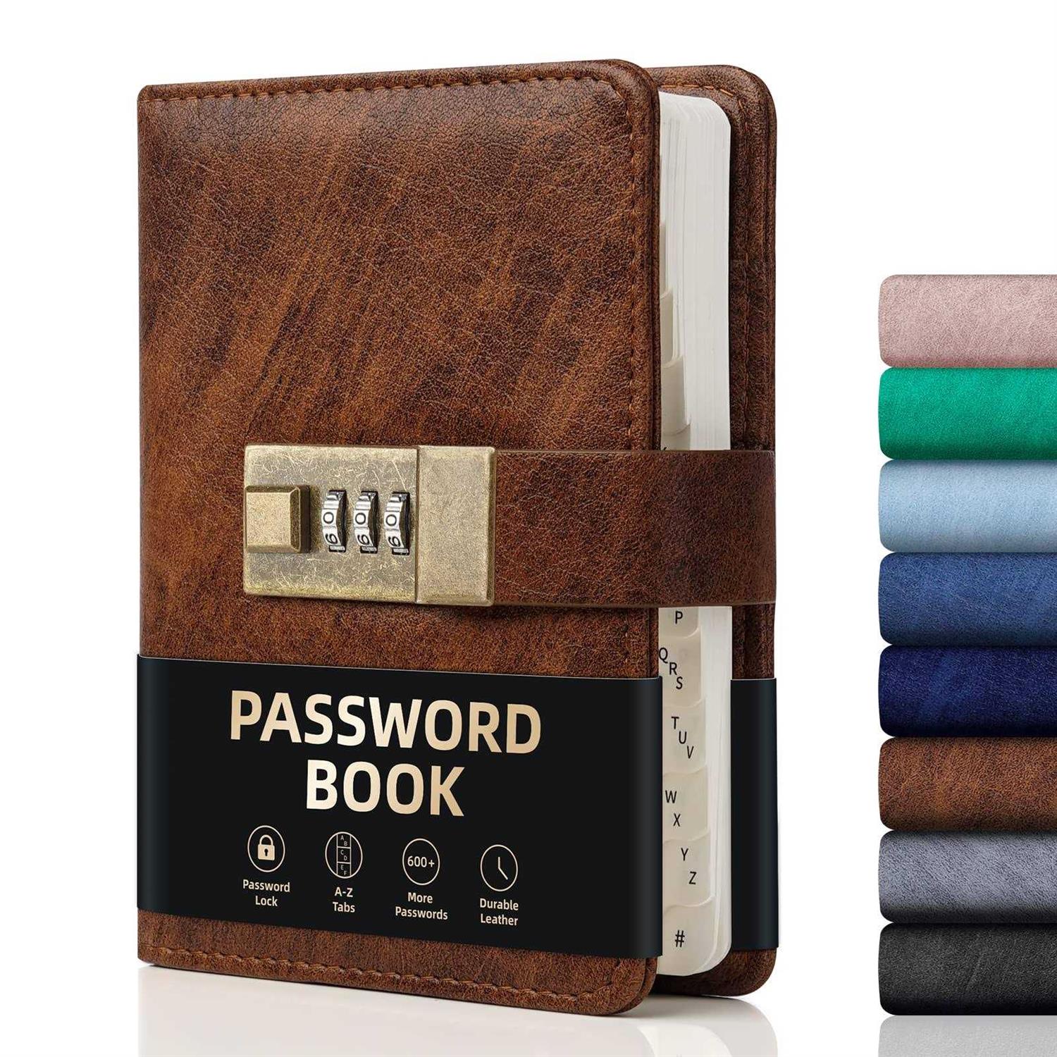 WEMATE Password Book with Lock Password Book with Alphabetical Tabs 600+ Password Spaces