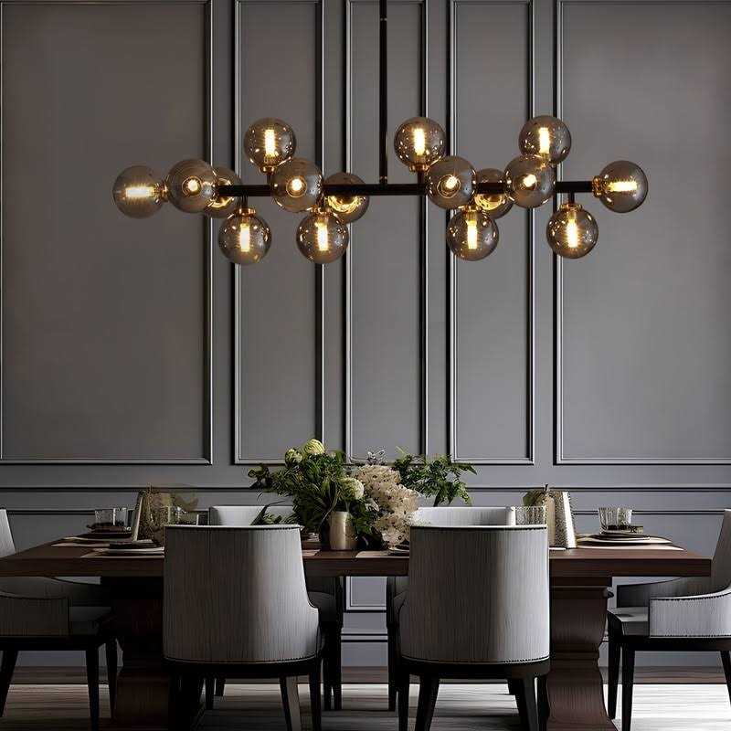 40 in. Linear Modern Chandelier 16-Light Brass Sputnik Chandelier with Globe Frosted Glass for Dining Room