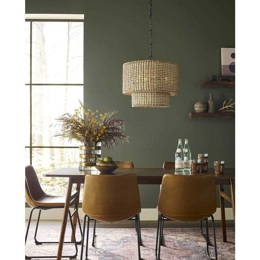 allen + roth Adara 3-Light Matte Black Traditional Drum Hanging Pendant Light KHV4993A