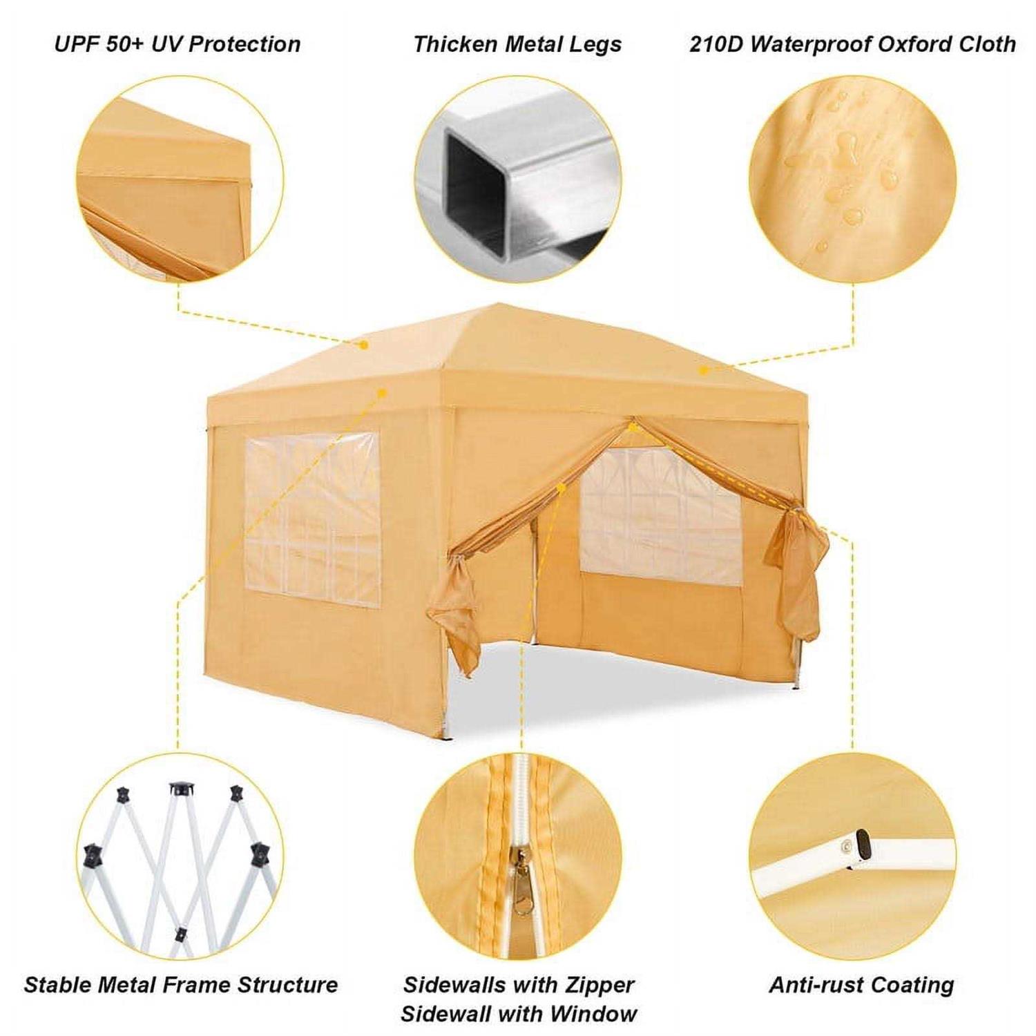 Clipop 10x10ft Pop Up Gazebo Canopy Waterproof Shelter with 4 Side Panels & Carry Bag