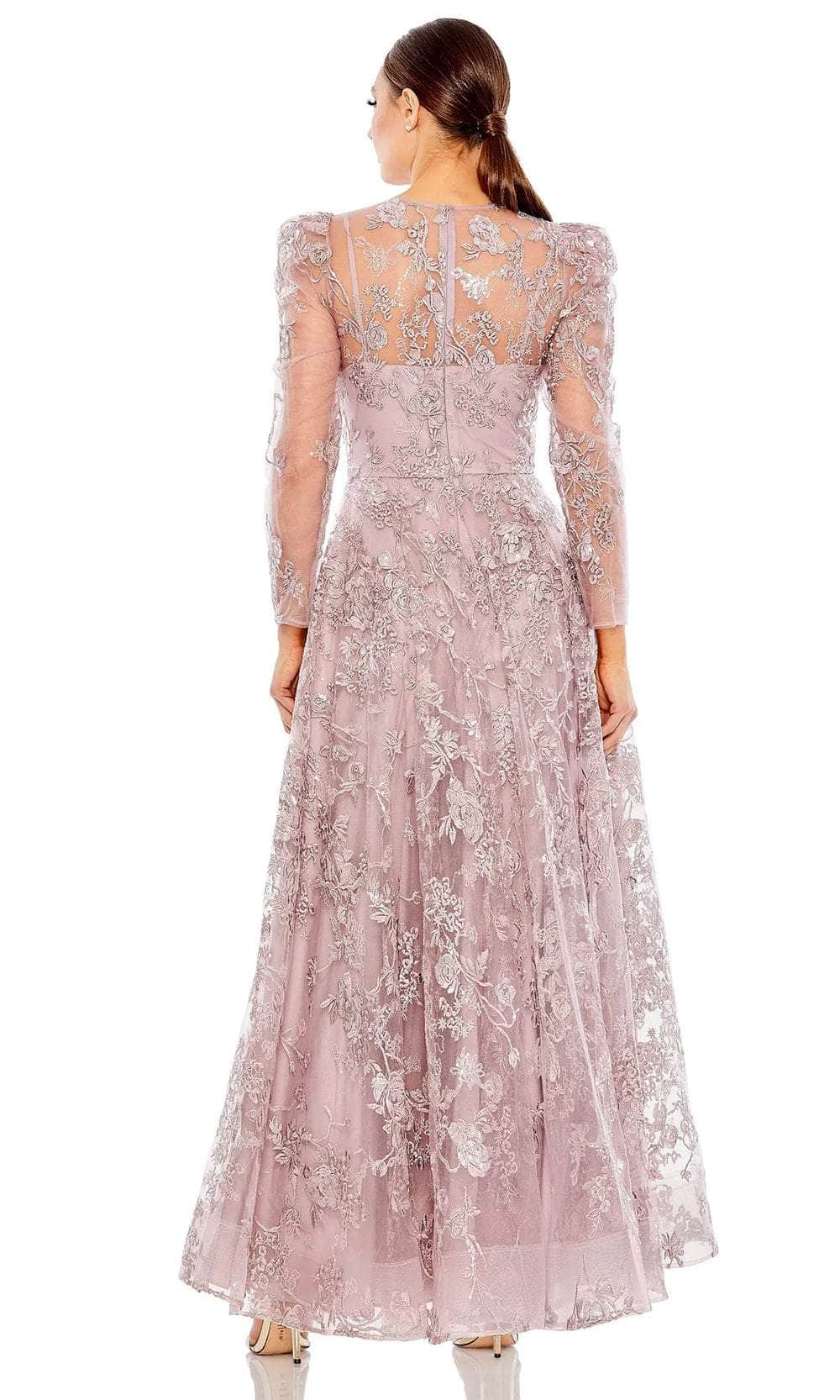 Embroidered Jewel Neck Long Dress