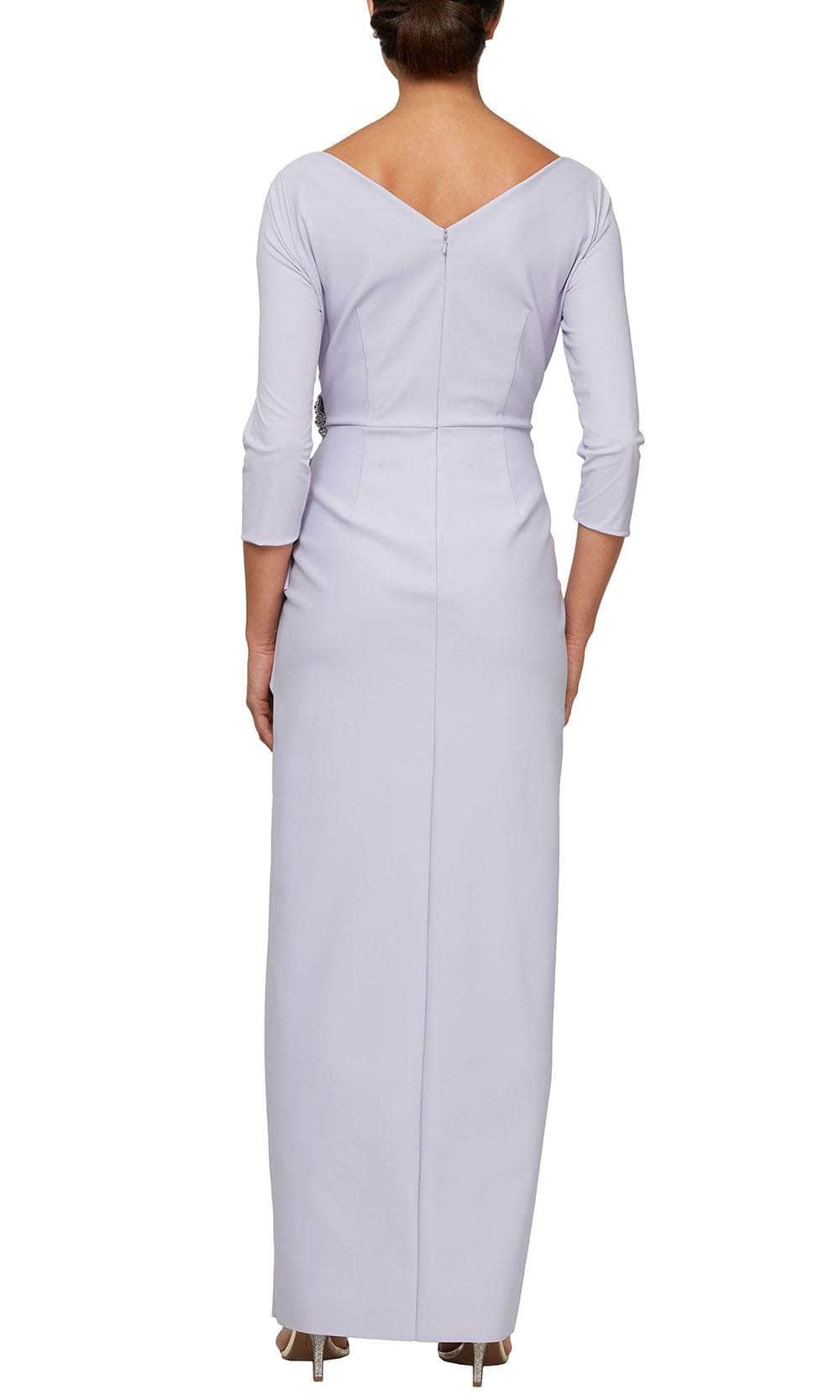 Brooch Accent Column Formal Dress