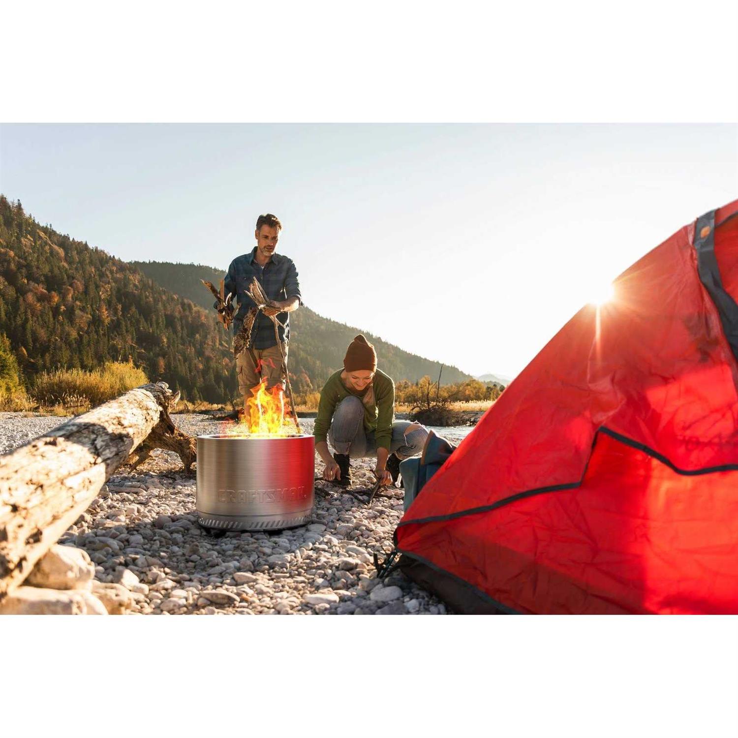 CRAFTSMAN Smokeless 19.5-in W Stainless Steel Wood-Burning Fire Pit