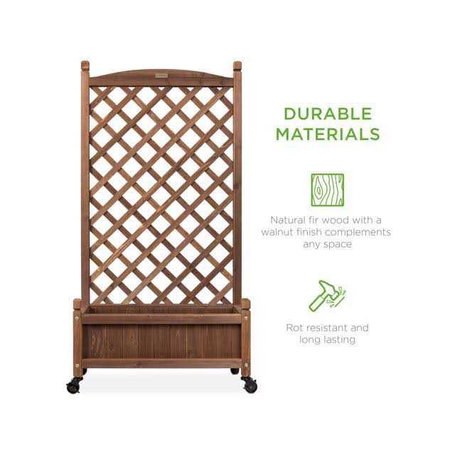 Best Choice Products 48in Wood Planter Box & Diamond Lattice Trellis