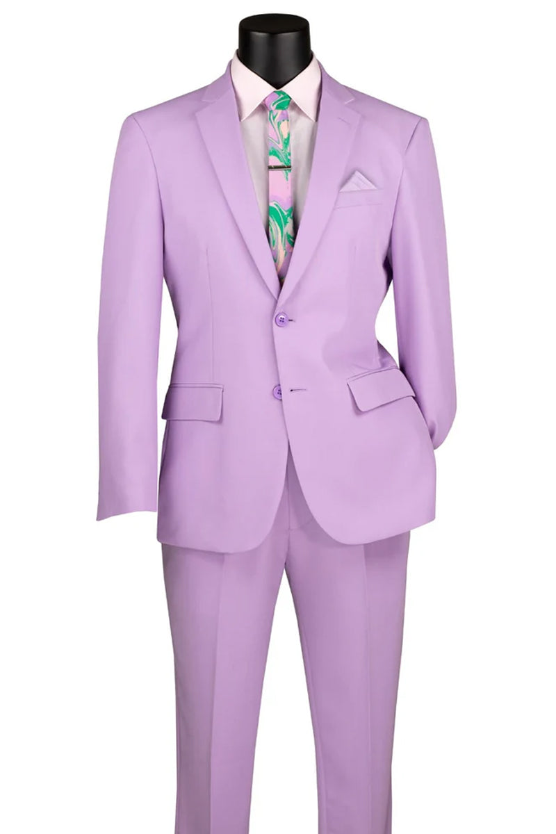 Men’s 2 Button Slim Fit Poplin Suit in Lavender