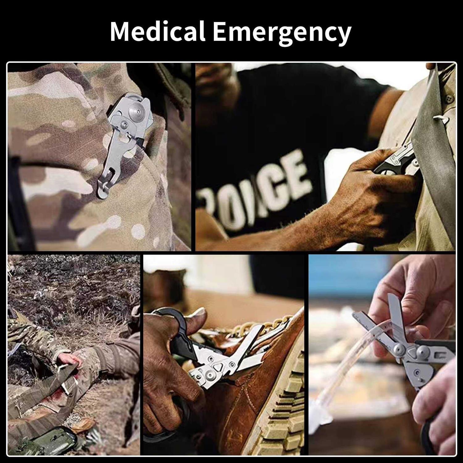 Elegital Emergency Response Shears Stainless Steel Foldable Scissors Pliers