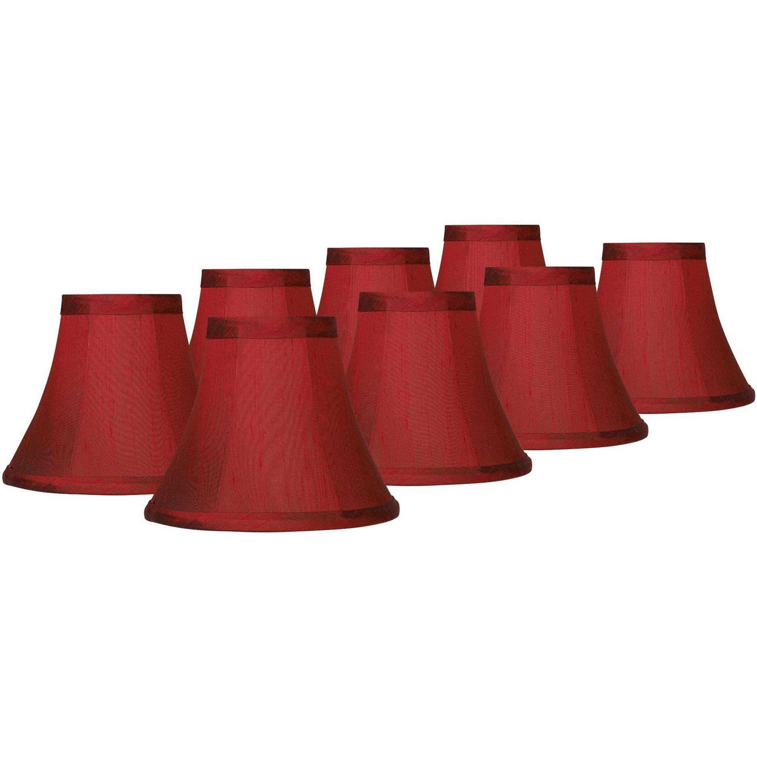 Springcrest Set Bell Lamp Shades Deep Red Faux Silk Small 3 Top x 6 Bottom x 5 High Candelabra Clip-On Fitting
