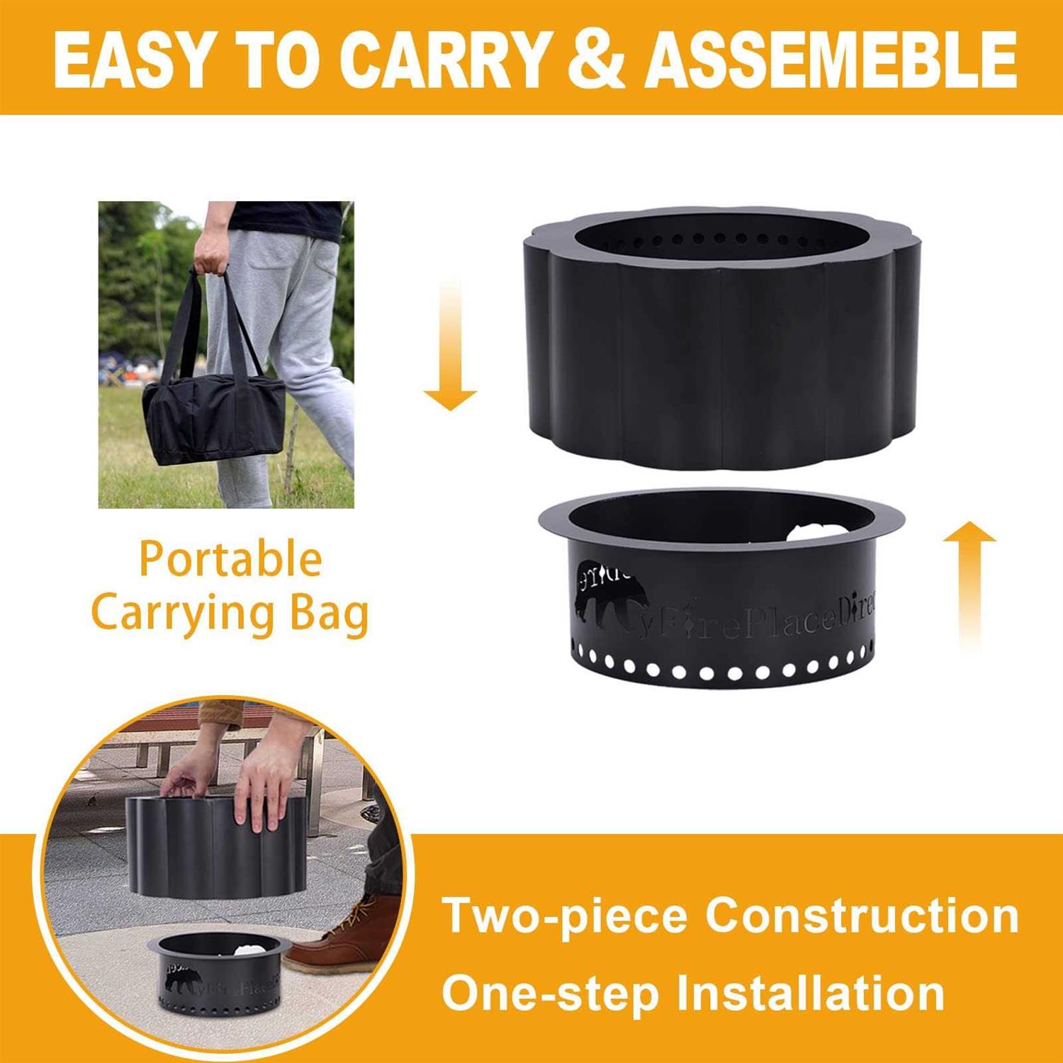 Smokeless Wood Pellet Fire Pit with Detachable Ash Tray 13 Inch Portable Firepit with Carrying Bag