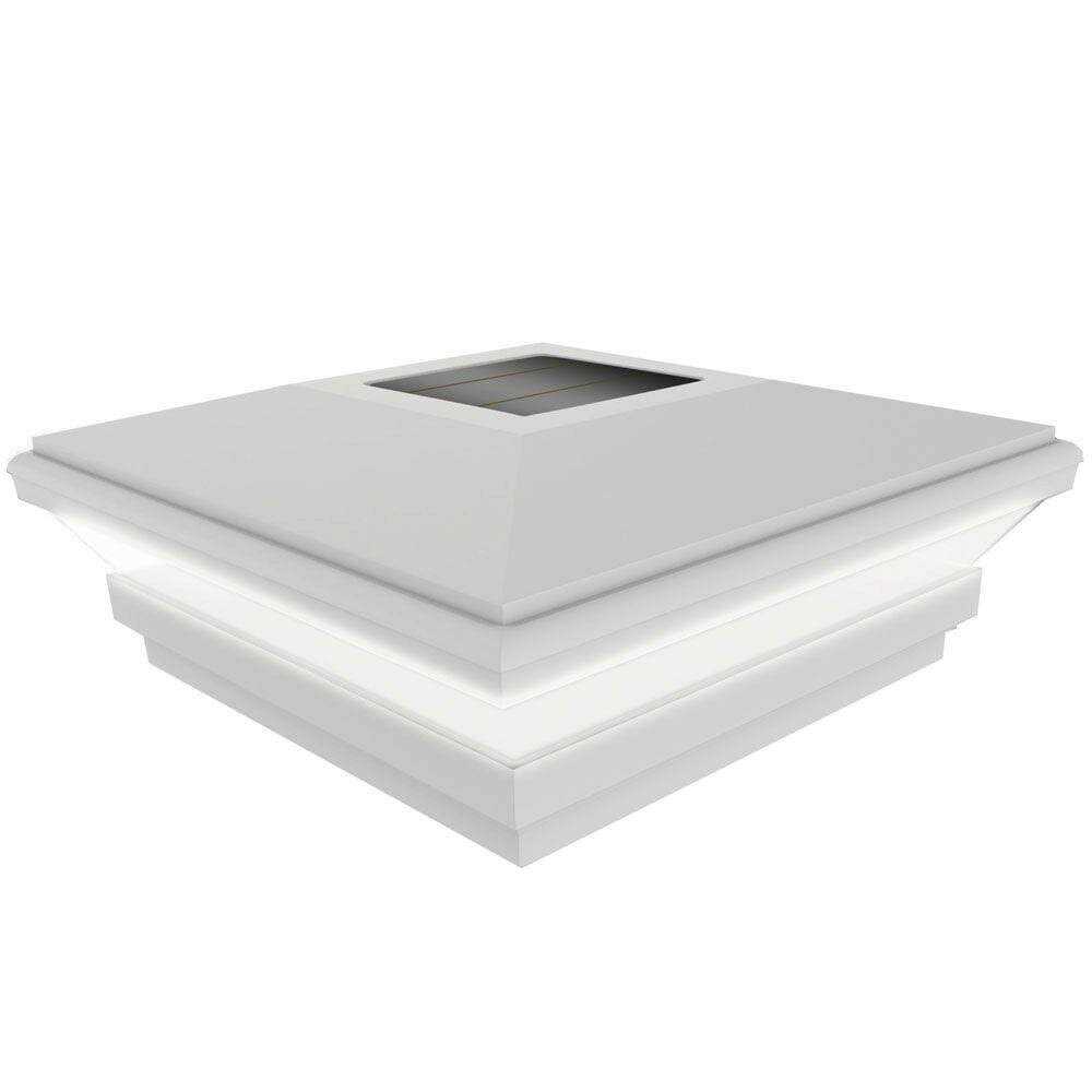 Barrette Outdoor Living 5 in. x 5 in. Vinyl Solar-Powered Contemporary Beveled Post Cap