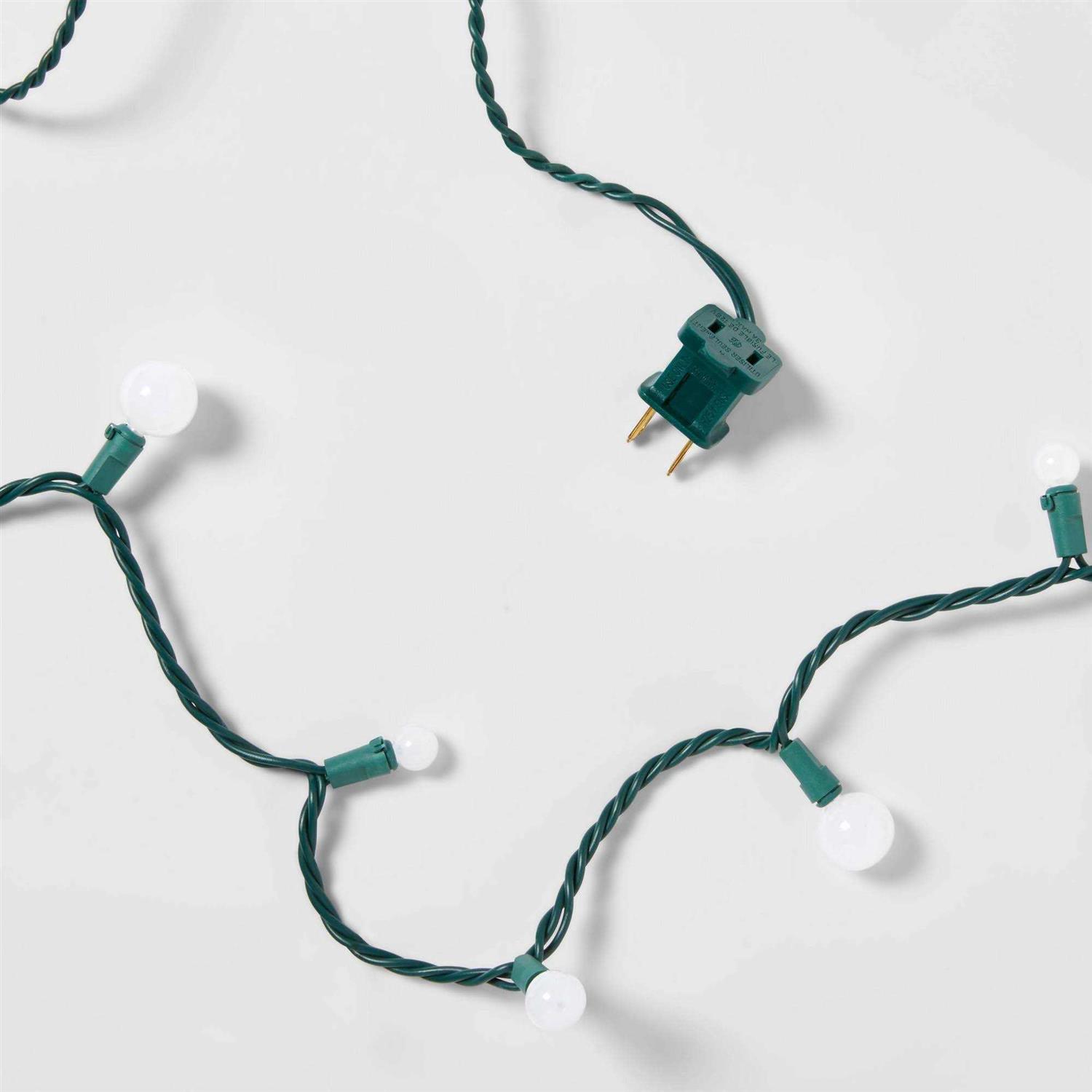 Wondershop 60ct LED Faceted Sphere Christmas String Lights Warm White with Green Wire