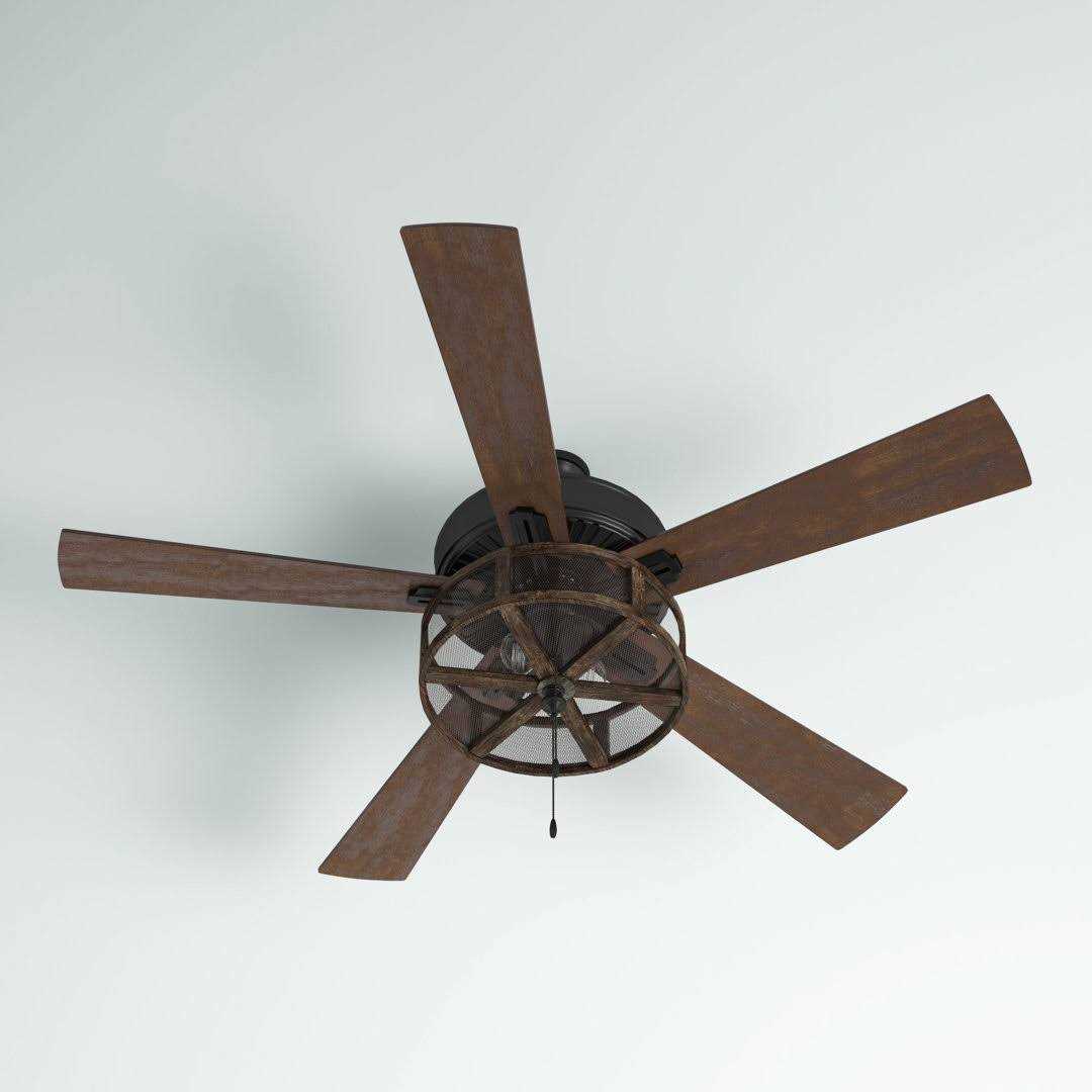 52 Milly 5 Blade Caged Ceiling Fan with Pull Chain and Light Kit Included Steelside Accessories