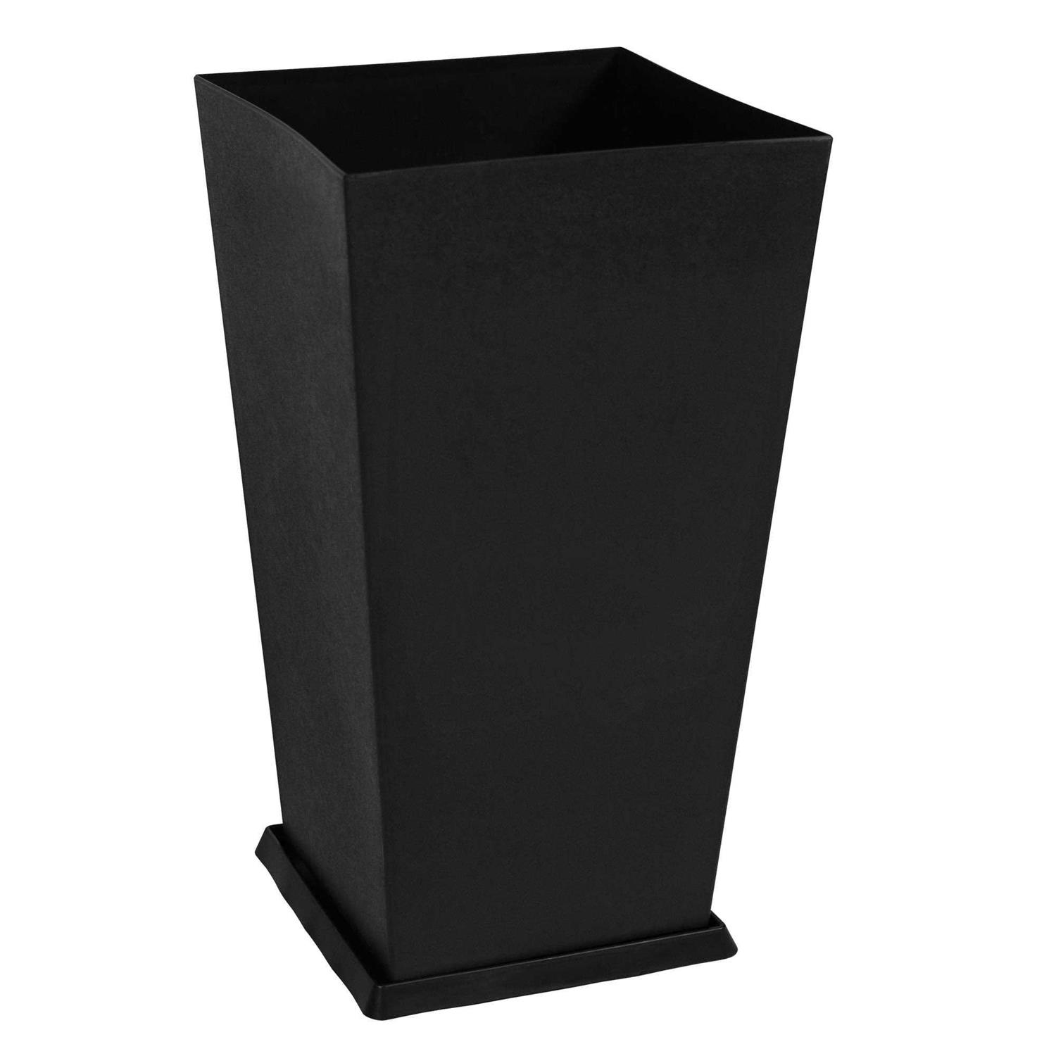 Bloem 20 in. Black Plastic Finley Tall Square Planter