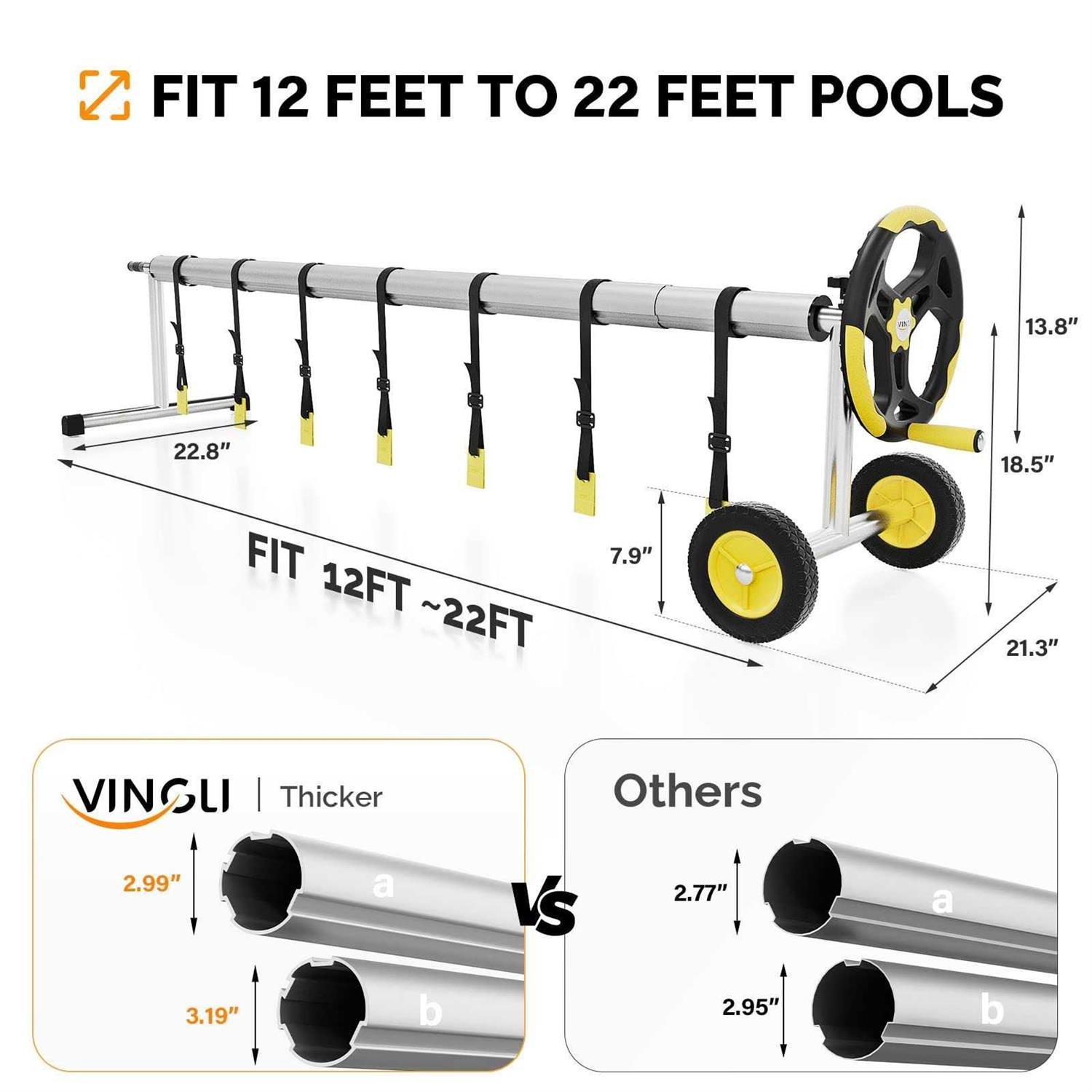 VINGLI Pool Reel Set Inground Swimming Pool Solar Cover Reel