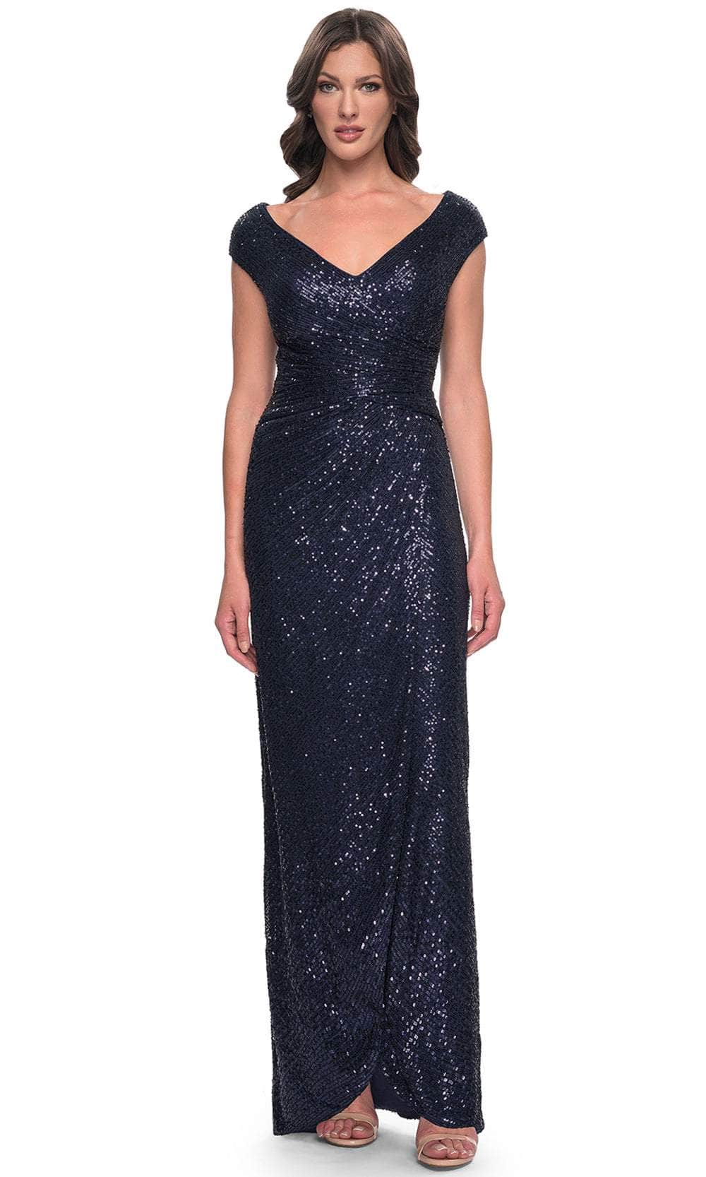 Ruched Sequin Evening Dress