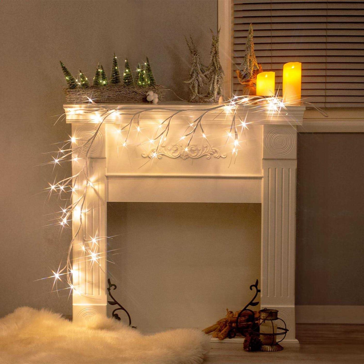 Vanthylit White Garland Lights With 5.9ft 48 Led Warm White Waterproof Decorativ