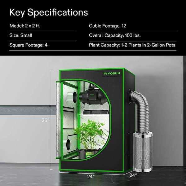 VIVOSUN Mylar Hydroponic Grow Tent with Observation Window and Floor Tray for Indoor Plant Growing