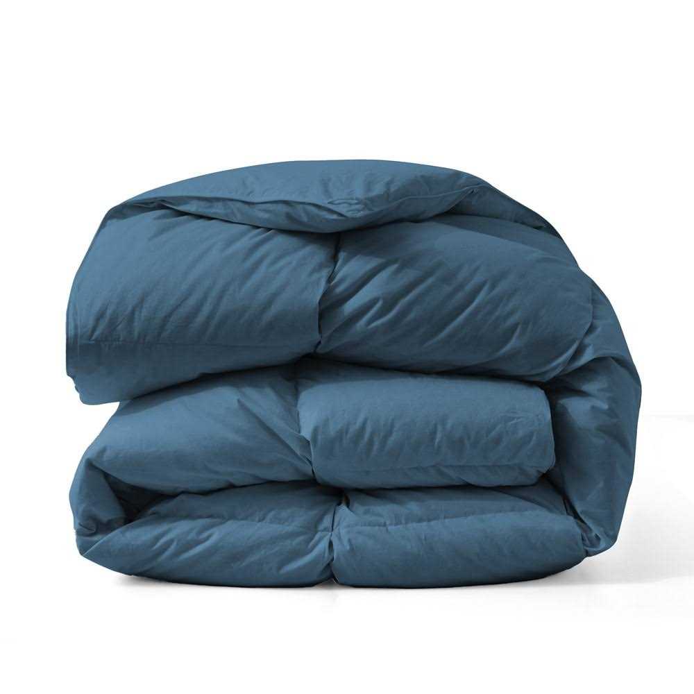 All Seasons Pinch Pleat Goose Feather and Down Comforter-Breathable Cotton Fabric Baffled Box Duvet Insert