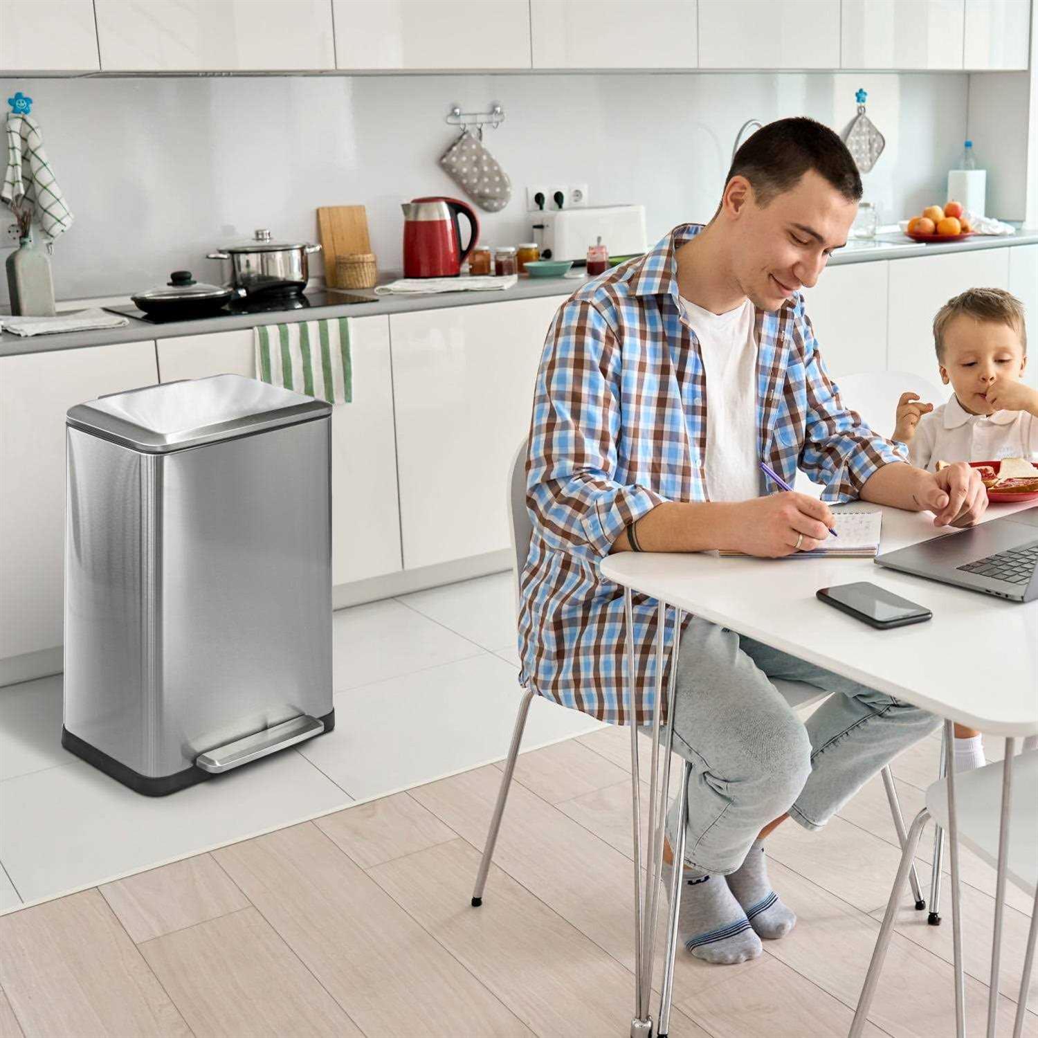 13 Gallon Stainless Steel Dual Kitchen Trash Can Home Zone Living