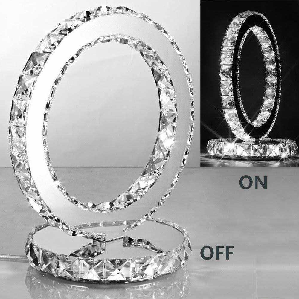 Bedside Crystal Table Lamp Touch Crystal Lamps 3-Way Dimmable Lamp with Crystal Shade for Living/Bedroom