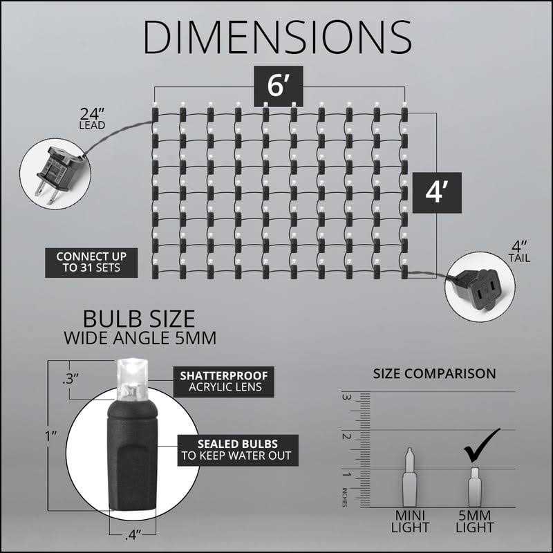 Wintergreen Lighting 5mm 4′ x 6′ Red Cool White LED Net Lights