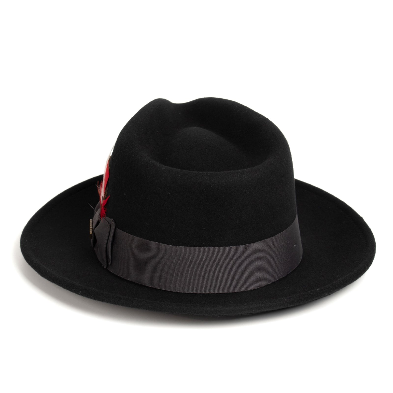 Mens Classic Wool Fedora Dress Hat in Black