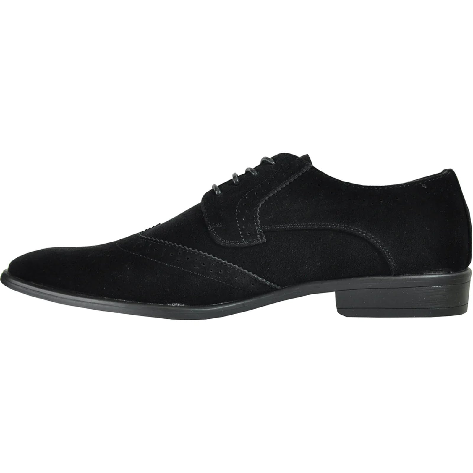 Mens Vegan Suede Wedding & Prom Wingtip Lace Up Dress Shoe in Black