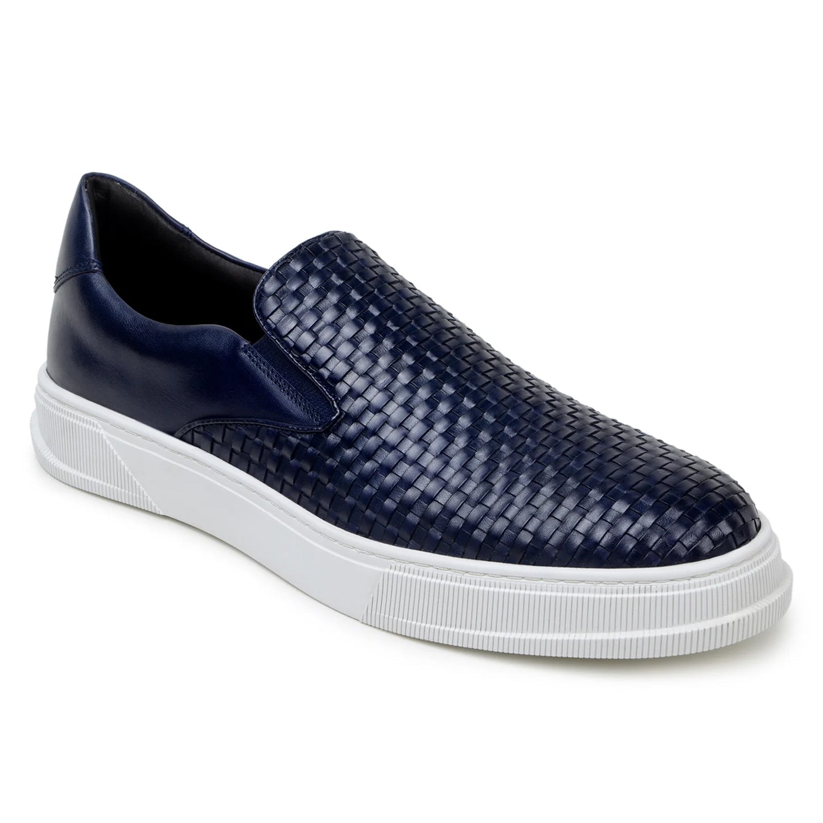 Men’s Belvedere Fernando Quilted Leather Slip on Dress Sneaker in Navy