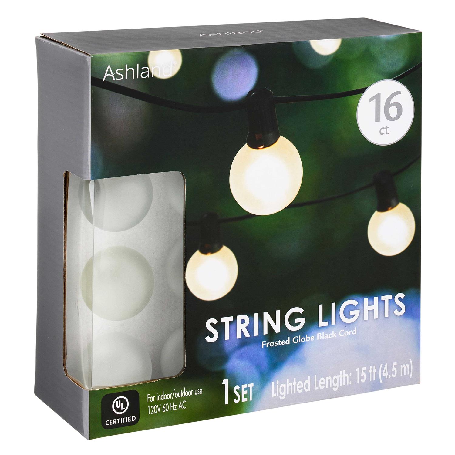 16ct. Frosted Globe String Lights by Ashland