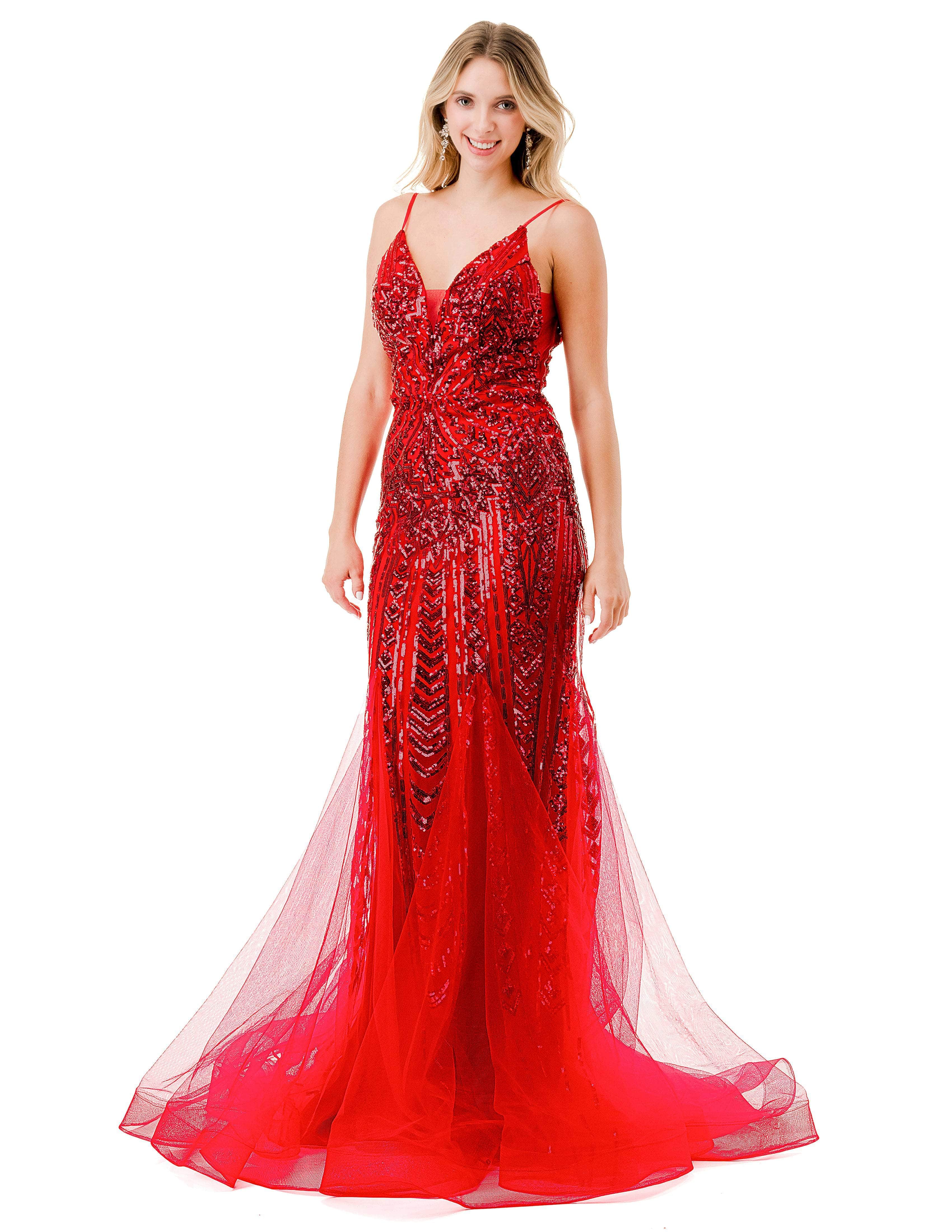 V-Neck Sleeveless Evening Gown