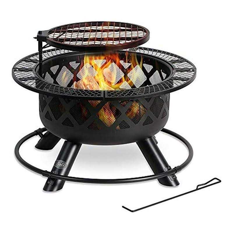Farmhouse Kitchen and Bath Wood Burning Fire Pit 32 Inch Outdoor Backyard Patio Fire Pit with 18.7 Inch Cooking Grill Grate