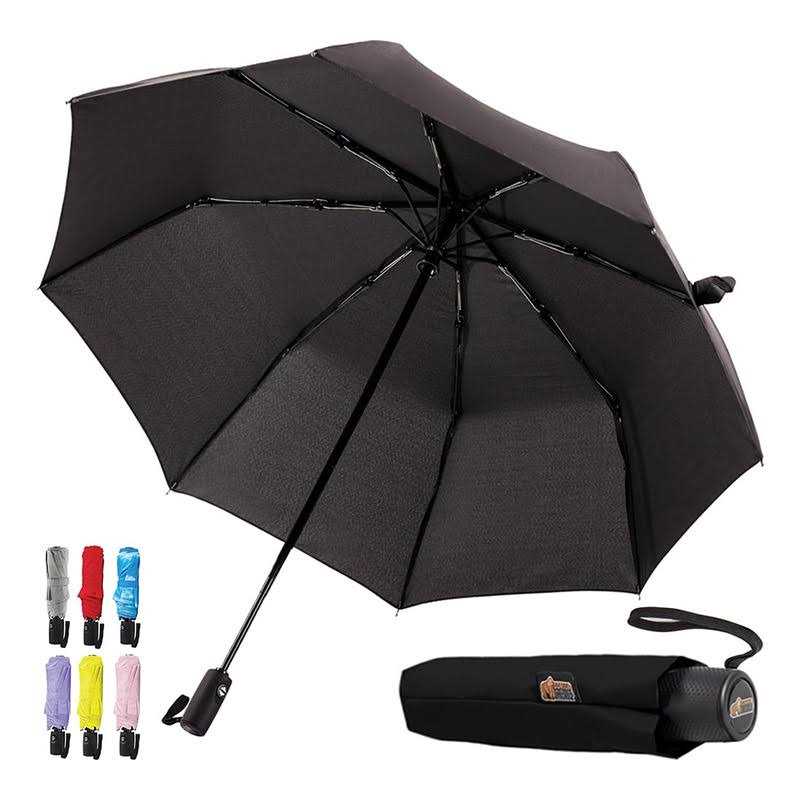 Gorilla Grip Windproof Compact Stick Umbrella for Rain, One-Click Automatic Open and Close