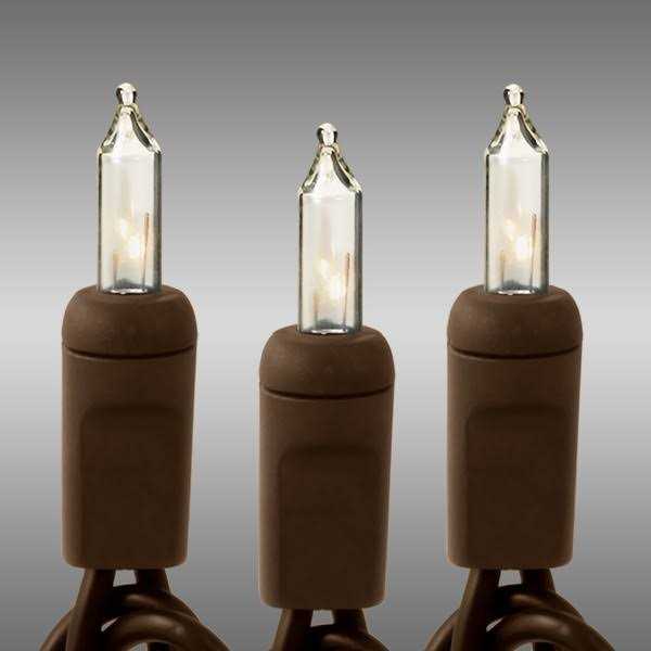 34 ft. Brown Wire Christmas Mini Light String Clear Bulbs