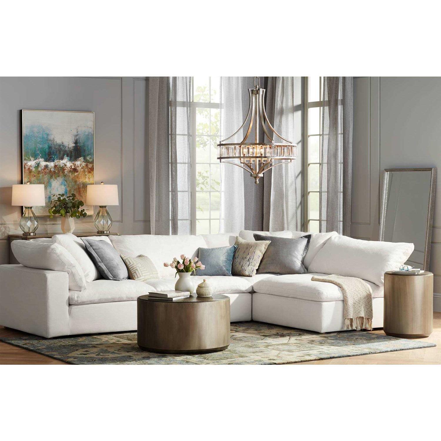 Vienna Full Spectrum Soft Silver Chandelier 24 Wide Crystal Glass 4-Light Fixture for Dining Room House Kitchen Bedroom