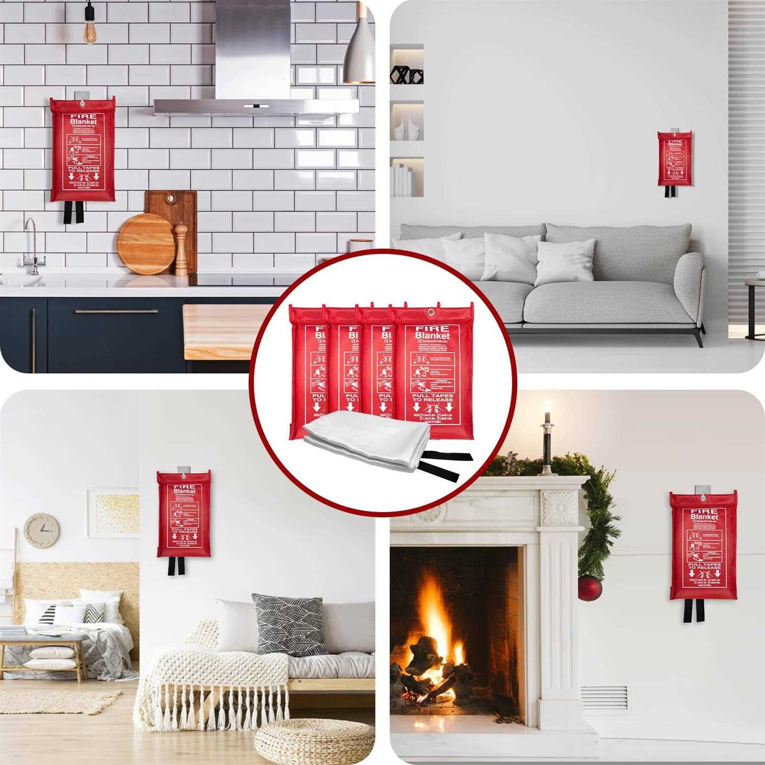 QUINIVER Emergency Fire Blanket + 4 Hooks & 1 Gloves