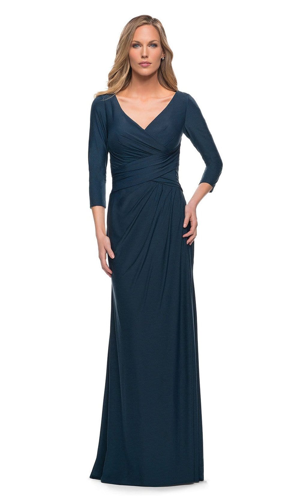29223 Fitted V-Neck Evening Dress