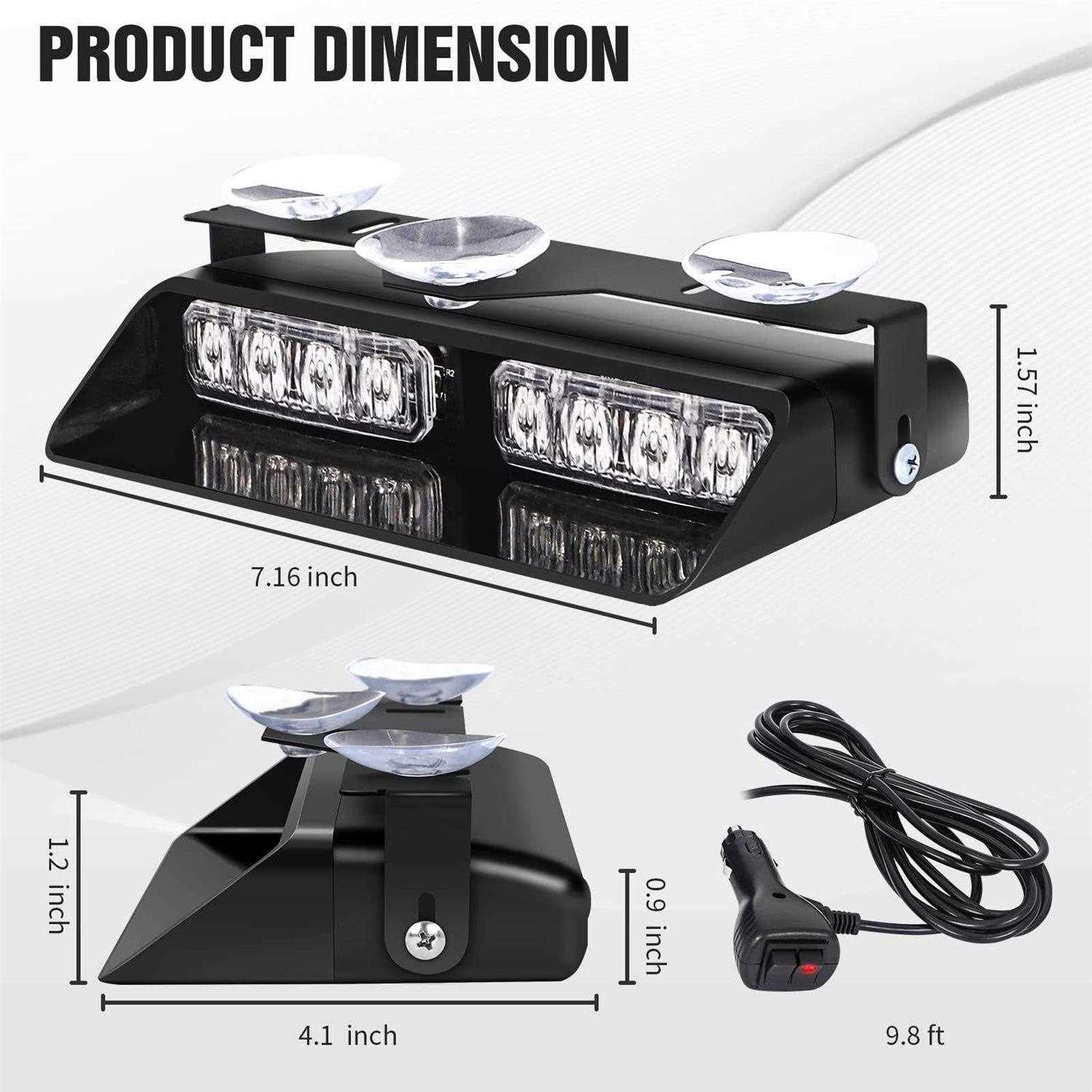 XRIDONSEN 2 in 1 Emergency Dash Strobe Lights Warning Safety Flashing Interior Windshield Lights w/Suction Cups Volunteer