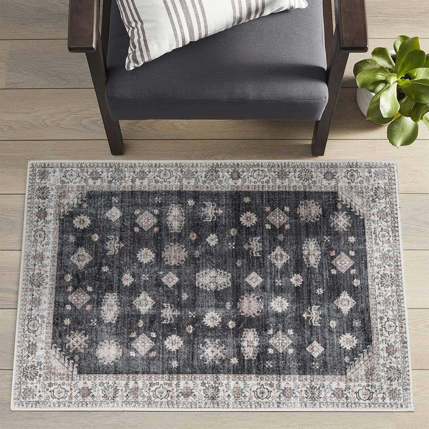 Adiva Rugs Machine Washable Area Rug With Non Slip Backing For Living Room
