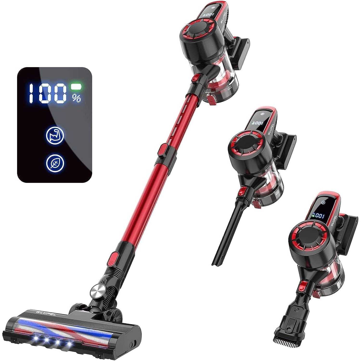 WLUPEL Cordless Vacuum Cleaner Stick Vacuum Cleaner with 30KPA Powerful Suction