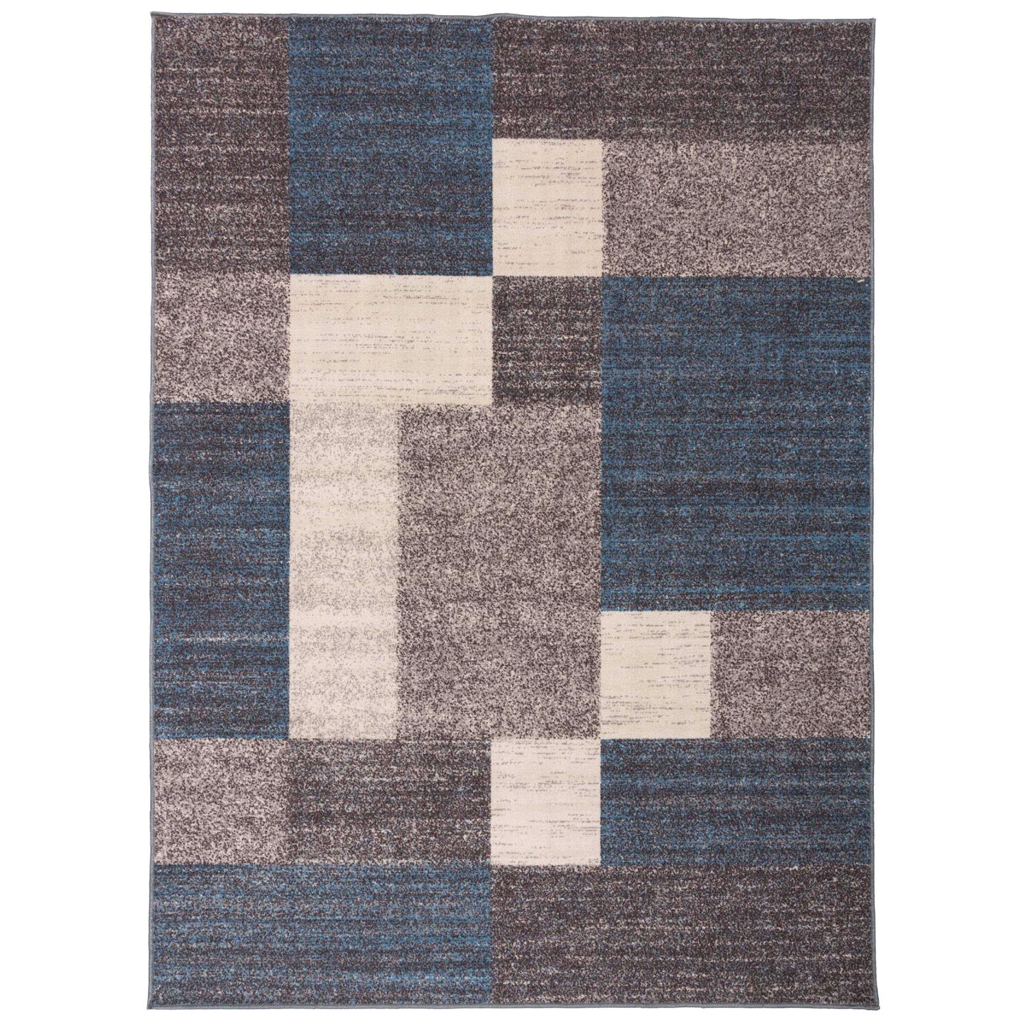 World Rug Gallery Modern Boxes Design Non-Slip Area Rug