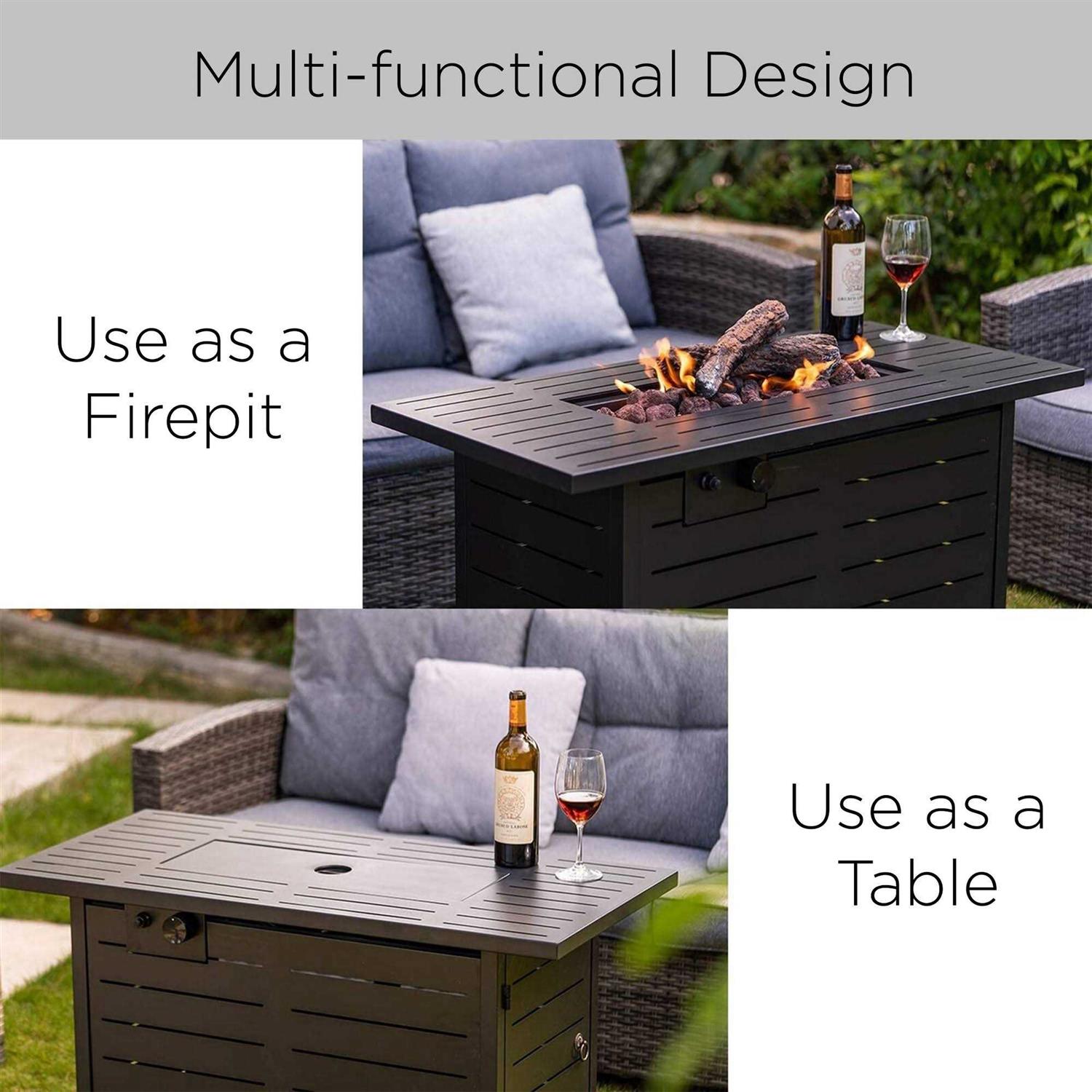 Kinger Home Ore 42 in. Outdoor Propane Fire Pit Table for Patio